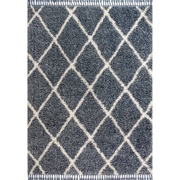 Gabrielle mercer Shag Plush Tassel Moroccan Geometric Trellis Area Rug